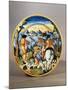 Plate Depicting Falcon Hunting Scene, Maiolica, Nevers Manufacture, Burgundy, France-null-Mounted Giclee Print