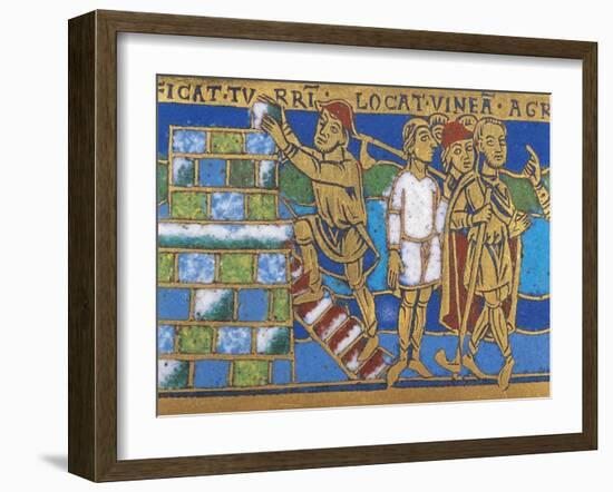 Plate Depicting Scene of Construction Work-null-Framed Giclee Print