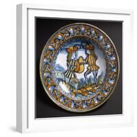 Plate Depicting Two Soldiers in Combat, Ca 1520-null-Framed Photographic Print