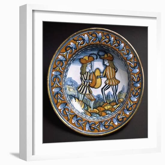 Plate Depicting Two Soldiers in Combat, Ca 1520-null-Framed Photographic Print