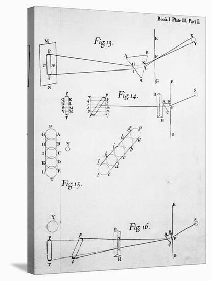 Plate from Opticks, by Isaac Newton, Showing the Splitting of Light Through Prisms, 1704-null-Stretched Canvas