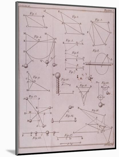 Plate I, Illustrating Law II from Volume I of "The Mathematical Principles of Natural Philosophy"-null-Mounted Giclee Print