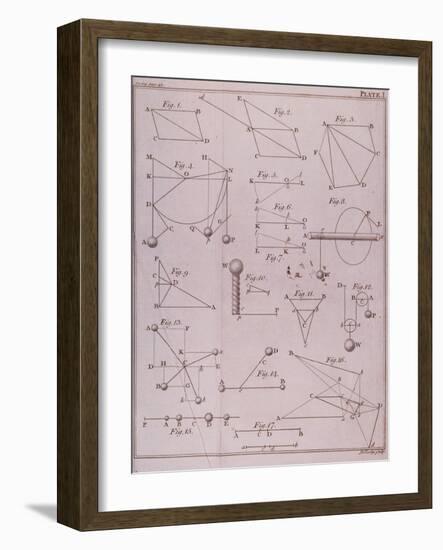 Plate I, Illustrating Law II from Volume I of "The Mathematical Principles of Natural Philosophy"-null-Framed Giclee Print