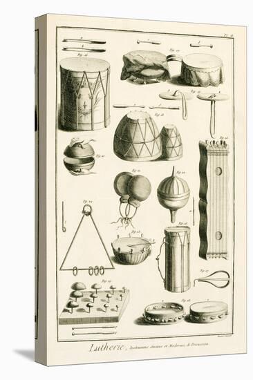 Plate II: Ancient and Modern Percussion Instruments from the Encyclopedia of Denis Diderot-Robert Benard-Stretched Canvas