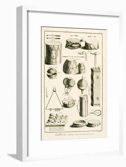 Plate II: Ancient and Modern Percussion Instruments from the Encyclopedia of Denis Diderot-Robert Benard-Framed Giclee Print