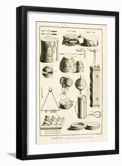 Plate II: Ancient and Modern Percussion Instruments from the Encyclopedia of Denis Diderot-Robert Benard-Framed Giclee Print