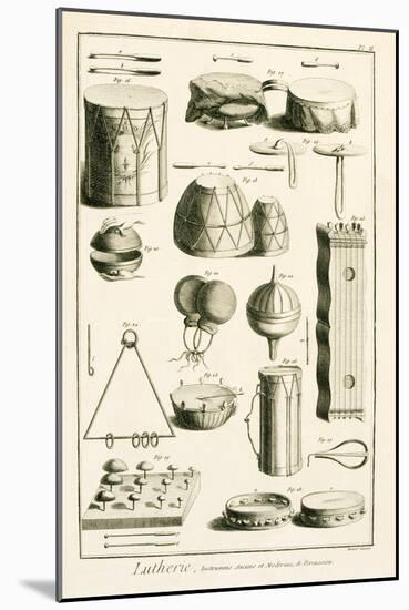 Plate II: Ancient and Modern Percussion Instruments from the Encyclopedia of Denis Diderot-Robert Benard-Mounted Giclee Print