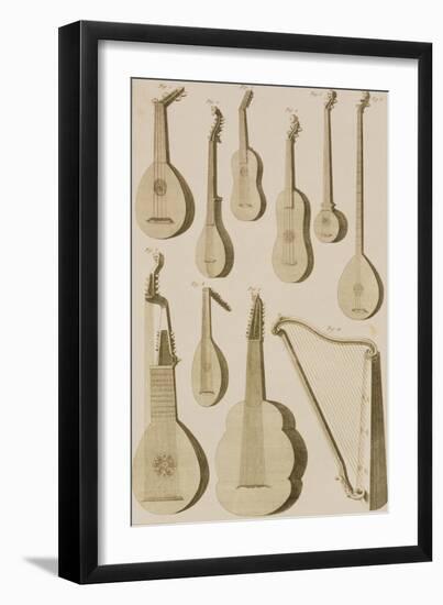 Plate III: Ancient and Modern Stringed and Plucked Instruments-Robert Benard-Framed Giclee Print