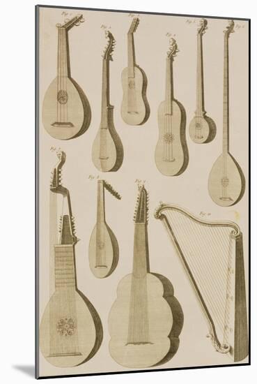 Plate III: Ancient and Modern Stringed and Plucked Instruments-Robert Benard-Mounted Giclee Print