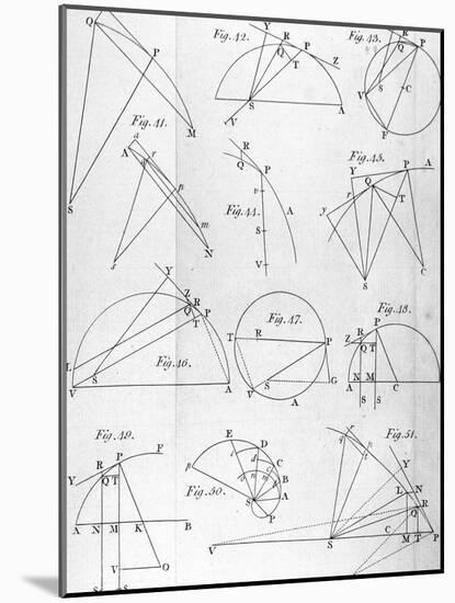 Plate IV from "The Mathematical Principles of Natural Philosophy" by Sir Isaac Newton 1777-null-Mounted Giclee Print