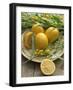 Plate of Lemons and Mimosa Flowers-Michelle Garrett-Framed Photographic Print