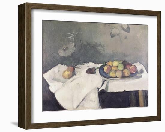 Plate of Peaches-Paul Cézanne-Framed Giclee Print