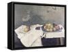 Plate of Peaches-Paul Cézanne-Framed Stretched Canvas