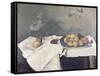 Plate of Peaches-Paul Cézanne-Framed Stretched Canvas