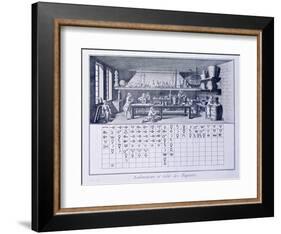 Plate Showing Chemical Laboratory and Table of Affinities from Denis Diderot-null-Framed Giclee Print