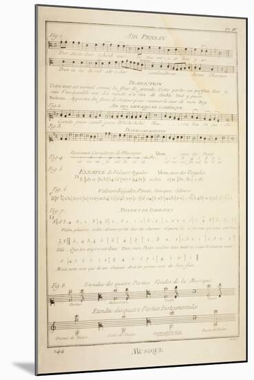 Plate Showing Sheet Music with Persian Air-null-Mounted Giclee Print