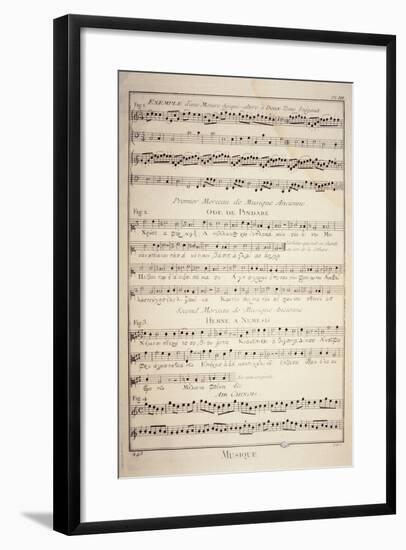 Plate Showing Sheet Music with Three Examples of Ancient Greek Music and a Chinese Air-null-Framed Giclee Print