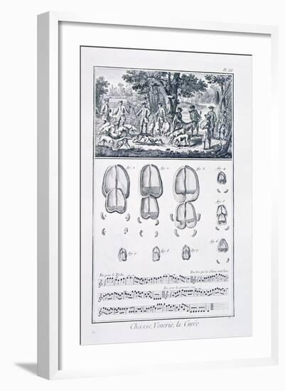 Plate Showing the 'Curee': Parts of the Stag Killed During the Hunt are Given to the Dogs-null-Framed Giclee Print