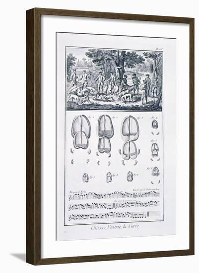 Plate Showing the 'Curee': Parts of the Stag Killed During the Hunt are Given to the Dogs-null-Framed Giclee Print