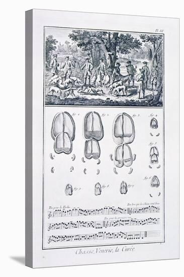 Plate Showing the 'Curee': Parts of the Stag Killed During the Hunt are Given to the Dogs-null-Stretched Canvas