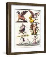 Plate Showing Various Mythological Hybrids, 1830-German School-Framed Giclee Print