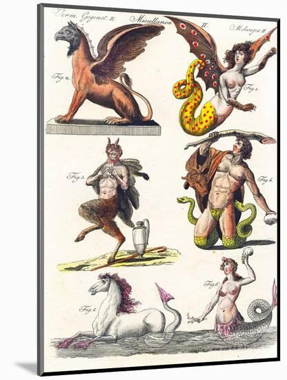 Plate Showing Various Mythological Hybrids, 1830-German School-Mounted Giclee Print