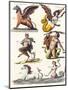 Plate Showing Various Mythological Hybrids, 1830-German School-Mounted Giclee Print