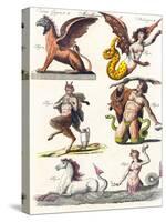 Plate Showing Various Mythological Hybrids, 1830-German School-Stretched Canvas