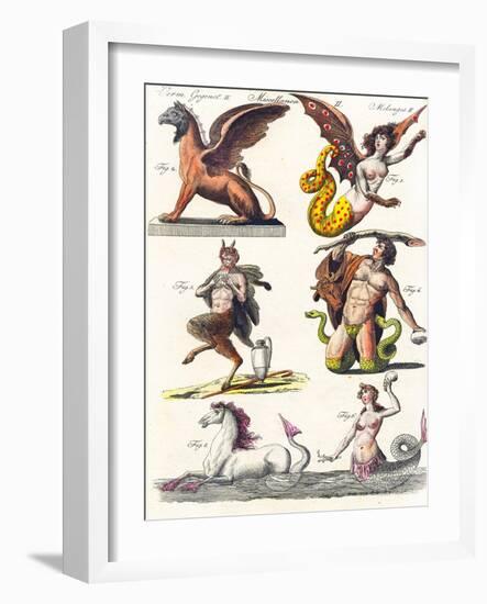 Plate Showing Various Mythological Hybrids, 1830-German School-Framed Giclee Print