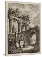 Plate Three from Evenings in Rome, 1763-64-Hubert Robert-Stretched Canvas