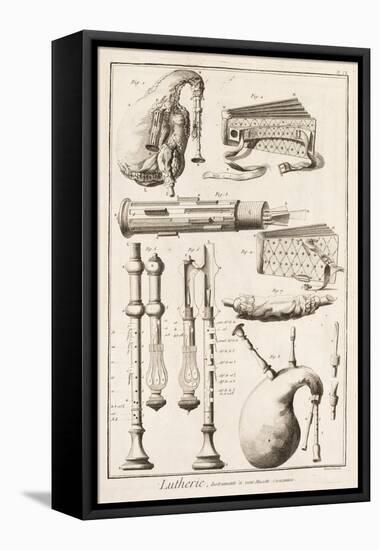 Plate Vi: Wind Instruments from the Encyclopedia of Denis Diderot-Robert Benard-Framed Stretched Canvas