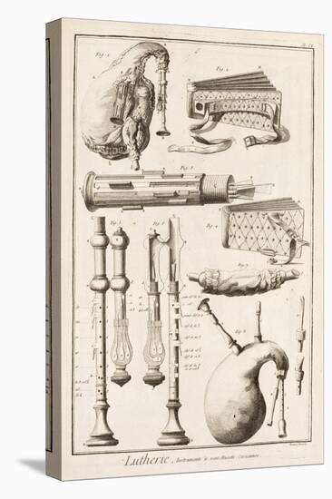 Plate Vi: Wind Instruments from the Encyclopedia of Denis Diderot-Robert Benard-Stretched Canvas