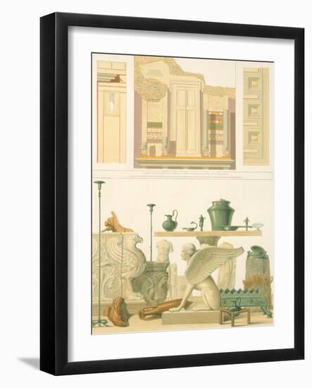 Plate with Architectural Details and Artifacts from Pompeii-Fausto and Felice Niccolini-Framed Giclee Print