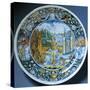 Plate with Depiction of David and Goliath, Ceramic-null-Stretched Canvas