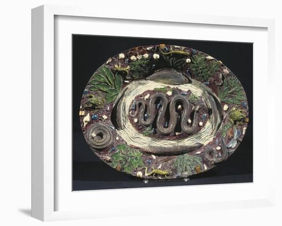 Plate with Embossed Naturalistic Decorations and Polychrome Enamel-Bernard Palissy-Framed Premium Giclee Print