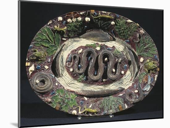 Plate with Embossed Naturalistic Decorations and Polychrome Enamel-Bernard Palissy-Mounted Premium Giclee Print