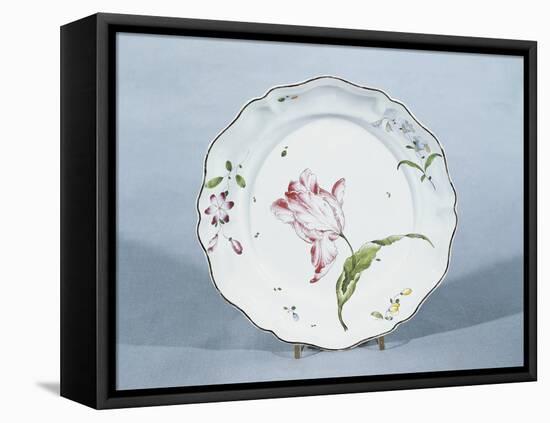Plate with Floral Decorations, Ca 1760-Joseph Harold Swanwick-Framed Stretched Canvas