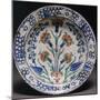 Plate with Floral Designs, Iznik Pottery, Turkey-null-Mounted Giclee Print
