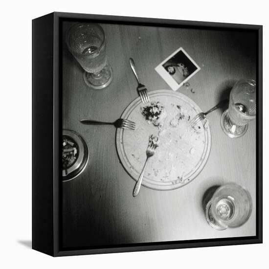 Plate with forks and glasses on a table-Mika-Framed Stretched Canvas
