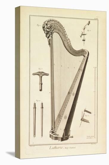 Plate XIX- a Harp from the Encyclopedia of Denis Diderot and Jean Le Rond D'Alembert, 1751-72-Robert Benard-Stretched Canvas