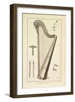 Plate XIX- a Harp from the Encyclopedia of Denis Diderot and Jean Le Rond D'Alembert, 1751-72-Robert Benard-Framed Giclee Print