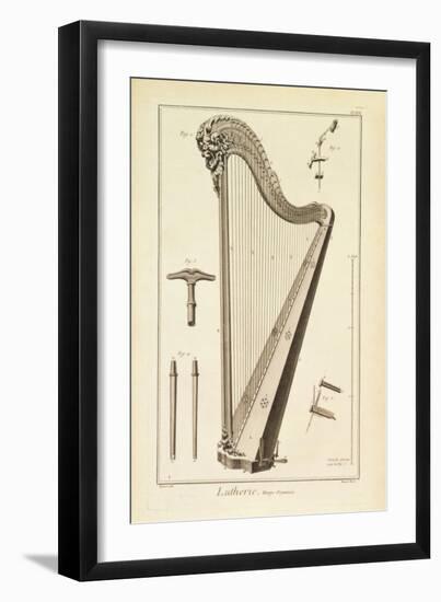 Plate XIX- a Harp from the Encyclopedia of Denis Diderot and Jean Le Rond D'Alembert, 1751-72-Robert Benard-Framed Giclee Print
