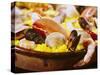 Plateful of Paella Made with Mussels, Shrimp and Rice-John Dominis-Stretched Canvas