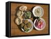 Plates of Traditional Food, Falafel, Babaghanoush and Shawarma, Egypt, North Africa-Upperhall Ltd-Framed Stretched Canvas