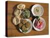 Plates of Traditional Food, Falafel, Babaghanoush and Shawarma, Egypt, North Africa-Upperhall Ltd-Stretched Canvas