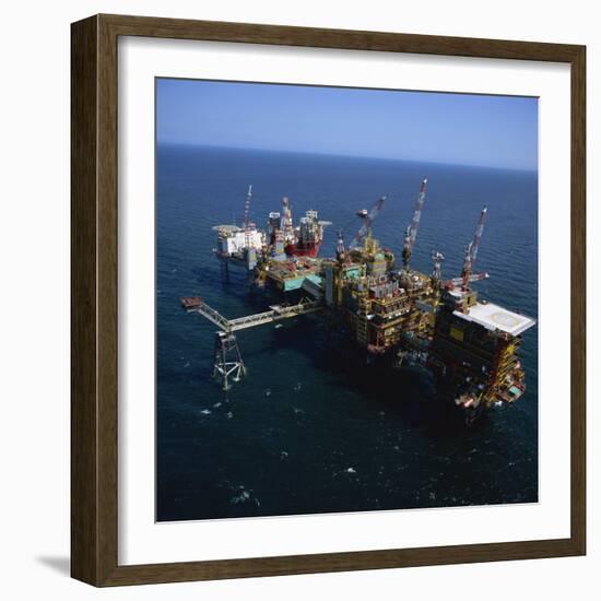 Platform and Drilling Rigs, Morecambe Bay Gas Field, England, United Kingdom, Europe-Nick Wood-Framed Photographic Print