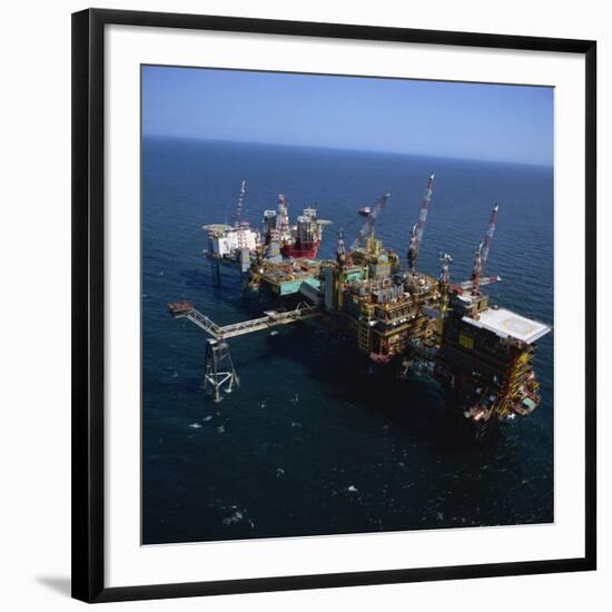 Platform and Drilling Rigs, Morecambe Bay Gas Field, England, United Kingdom, Europe-Nick Wood-Framed Photographic Print