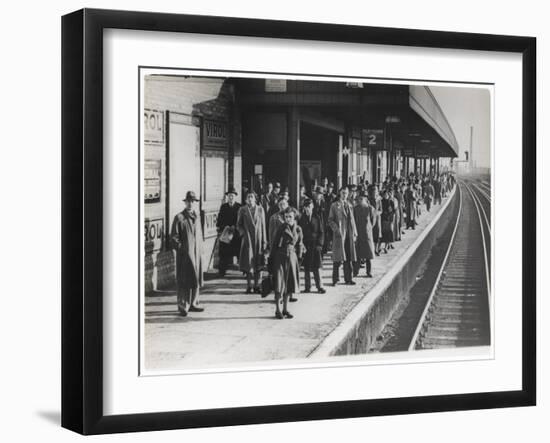 Platform Full of Commuters Wait for the London Waterloo Train Service During the Morning Rush Hour-null-Framed Art Print