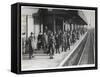 Platform Full of Commuters Wait for the London Waterloo Train Service During the Morning Rush Hour-null-Framed Stretched Canvas