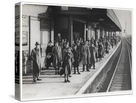 Platform Full of Commuters Wait for the London Waterloo Train Service During the Morning Rush Hour-null-Stretched Canvas